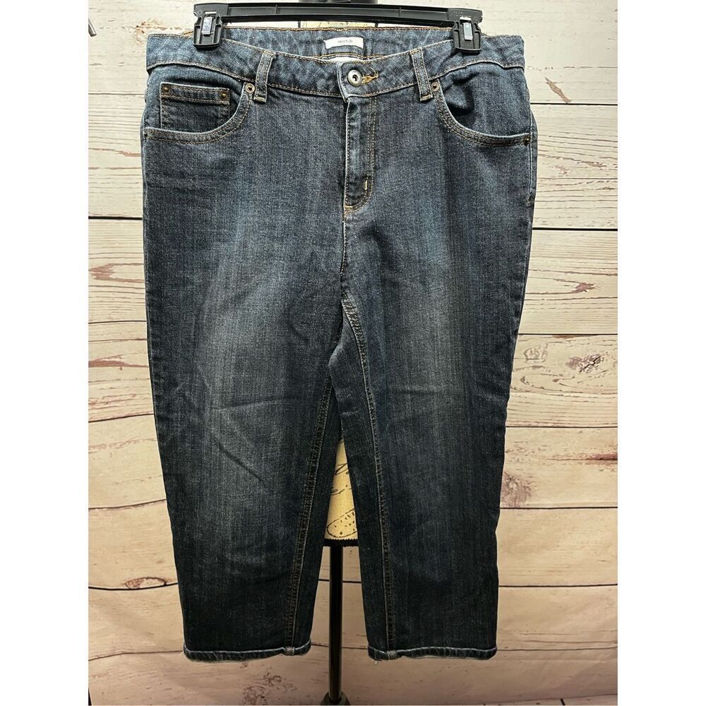 Liz Co‎ Petite Stretch Jeans Dark Wash Capris Size 6